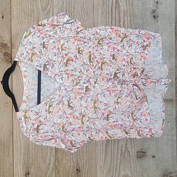 Jane and Delancey Floral Tiger Print Tie Front Top Size Medium - Picture 1 of 5